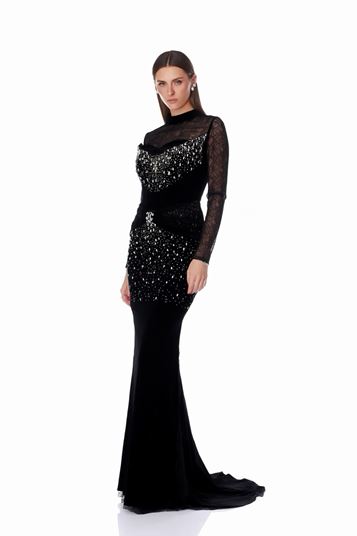 Lace Sleeve Evening Dress